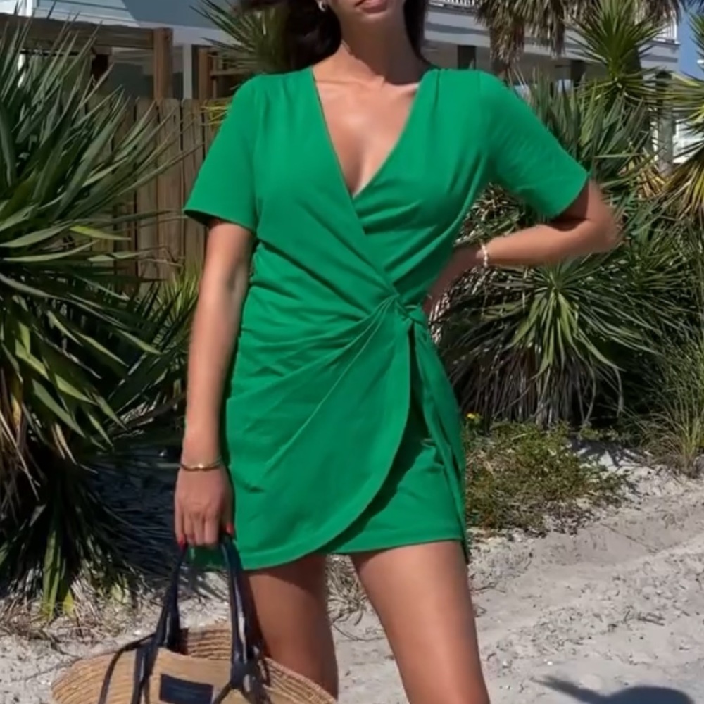Sezane Horia Dress Bright Green